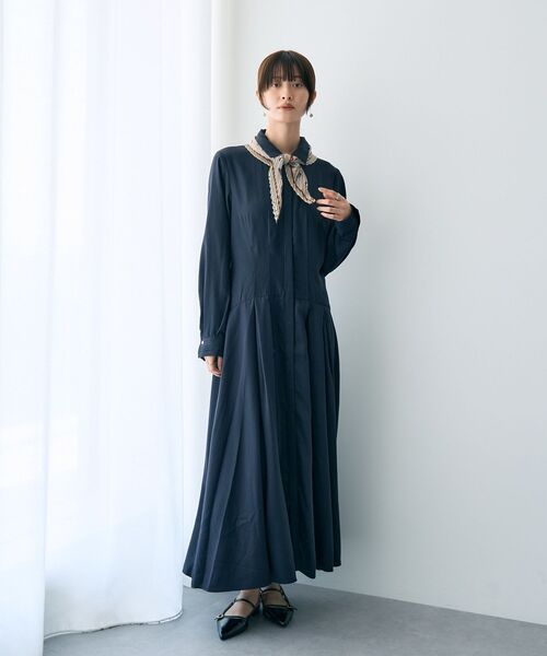 YECCA VECCA（イェッカヴェッカ）の「タックデザインシャツワンピース（シャツワンピース・レディース・ネイビー/キャメル/ボルドー・FREE）」の17枚目の写真