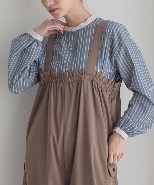 n'OrLABEL(ノアールレーベル)の「『ストライプクレリックブラウス』(シャツ/ブラウス・レディース・ベージュ/ブルー・2/1)」の11枚目の写真
