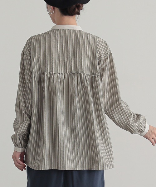 n'OrLABEL(ノアールレーベル)の「『ストライプクレリックブラウス』(シャツ/ブラウス・レディース・ベージュ/ブルー・2/1)」の15枚目の写真