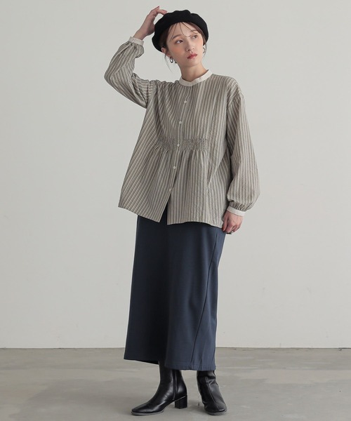 n'OrLABEL(ノアールレーベル)の「『ストライプクレリックブラウス』(シャツ/ブラウス・レディース・ベージュ/ブルー・2/1)」の18枚目の写真