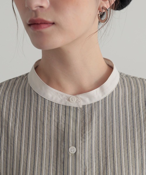 n'OrLABEL(ノアールレーベル)の「『ストライプクレリックブラウス』(シャツ/ブラウス・レディース・ベージュ/ブルー・2/1)」の20枚目の写真