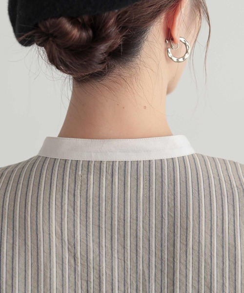 n'OrLABEL(ノアールレーベル)の「『ストライプクレリックブラウス』(シャツ/ブラウス・レディース・ベージュ/ブルー・2/1)」の21枚目の写真
