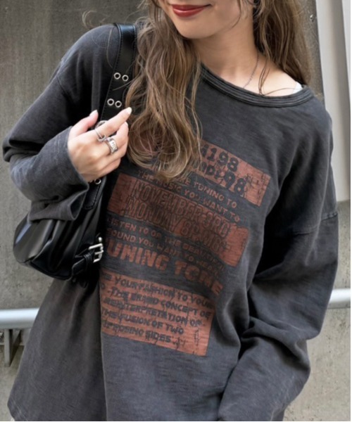 DOUBLE NAME(ダブルネーム)の「TUNING TONE ピグメントロンTEE(Tシャツ/カットソー・レディース・ブラック系その他/オフホワイト/ピンク・FREE)」の1枚目の写真