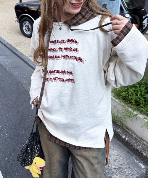 DOUBLE NAME(ダブルネーム)の「TUNING TONE ピグメントロンTEE(Tシャツ/カットソー・レディース・ブラック系その他/オフホワイト/ピンク・FREE)」の2枚目の写真