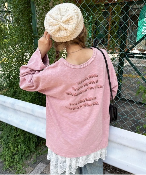 DOUBLE NAME(ダブルネーム)の「TUNING TONE ピグメントロンTEE(Tシャツ/カットソー・レディース・ブラック系その他/オフホワイト/ピンク・FREE)」の5枚目の写真