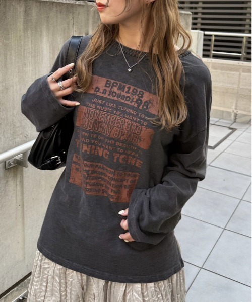 DOUBLE NAME(ダブルネーム)の「TUNING TONE ピグメントロンTEE(Tシャツ/カットソー・レディース・ブラック系その他/オフホワイト/ピンク・FREE)」の9枚目の写真