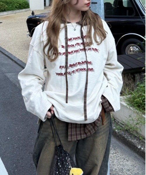 DOUBLE NAME(ダブルネーム)の「TUNING TONE ピグメントロンTEE(Tシャツ/カットソー・レディース・ブラック系その他/オフホワイト/ピンク・FREE)」の15枚目の写真