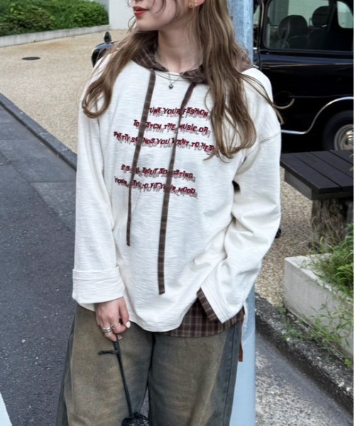 DOUBLE NAME(ダブルネーム)の「TUNING TONE ピグメントロンTEE(Tシャツ/カットソー・レディース・ブラック系その他/オフホワイト/ピンク・FREE)」の14枚目の写真