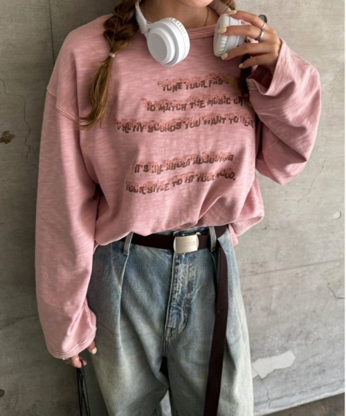 DOUBLE NAME(ダブルネーム)の「TUNING TONE ピグメントロンTEE(Tシャツ/カットソー・レディース・ブラック系その他/オフホワイト/ピンク・FREE)」の21枚目の写真