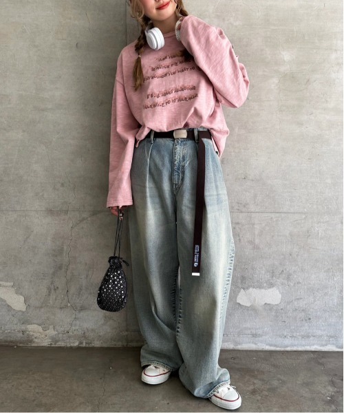 DOUBLE NAME(ダブルネーム)の「TUNING TONE ピグメントロンTEE(Tシャツ/カットソー・レディース・ブラック系その他/オフホワイト/ピンク・FREE)」の22枚目の写真