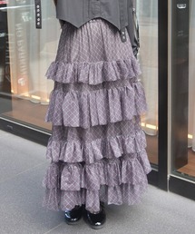 axes femme | ペチ付フリルチュールスカート(スカート)