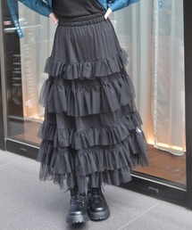 axes femme | ペチ付フリルチュールスカート(スカート)