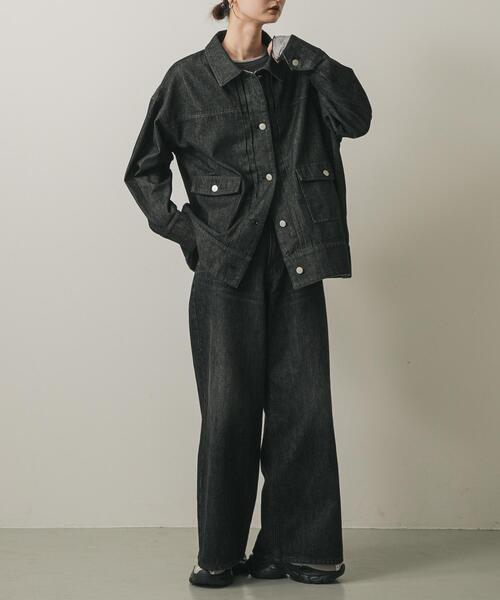 SENSE OF PLACE by URBAN RESEARCH(センスオブプレイスバイアーバンリサーチ)の「ルーズデニムジャケット(デニムジャケット・レディース・ワンウォッシュ/ブラック・ONE)」の2枚目の写真