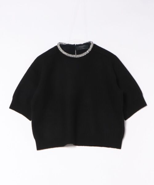 ALLSAINTS（オールセインツ）の「ODELL EMBELLISHED WOOL T-SHIRT | ODELL 刺繍 ウール Tシャツ（ニット/セーター・レディース・ブラック・XS/S/M）」の3枚目の写真