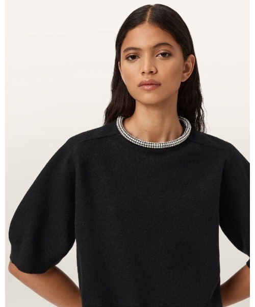 ALLSAINTS（オールセインツ）の「ODELL EMBELLISHED WOOL T-SHIRT | ODELL 刺繍 ウール Tシャツ（ニット/セーター・レディース・ブラック・XS/S/M）」の8枚目の写真