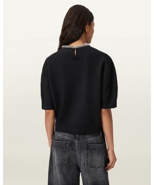 ALLSAINTS（オールセインツ）の「ODELL EMBELLISHED WOOL T-SHIRT | ODELL 刺繍 ウール Tシャツ（ニット/セーター・レディース・ブラック・XS/S/M）」の5枚目の写真