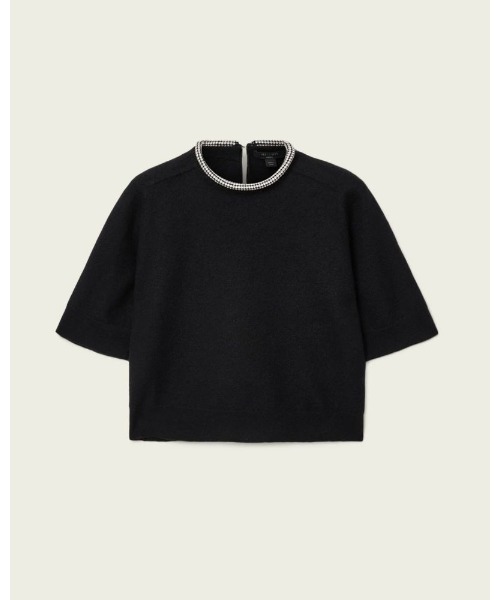 ALLSAINTS（オールセインツ）の「ODELL EMBELLISHED WOOL T-SHIRT | ODELL 刺繍 ウール Tシャツ（ニット/セーター・レディース・ブラック・XS/S/M）」の4枚目の写真