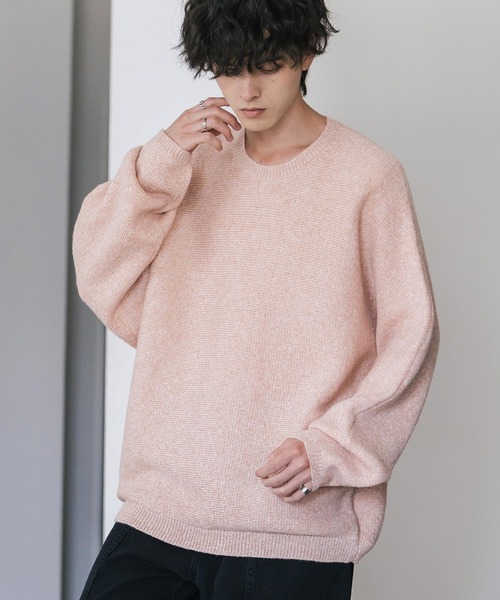 Rocky Monroe(ロッキーモンロー)の「オーバーサイズミラノリブドルマンニットセーター(ニット/セーター・メンズ・ブルー/オフホワイト/サックスブルー/ワイン/ライトグレー/ブラック/ブラック系/ネイビー/ピンク/ブラック系1・M/L/XL)」の9枚目の写真