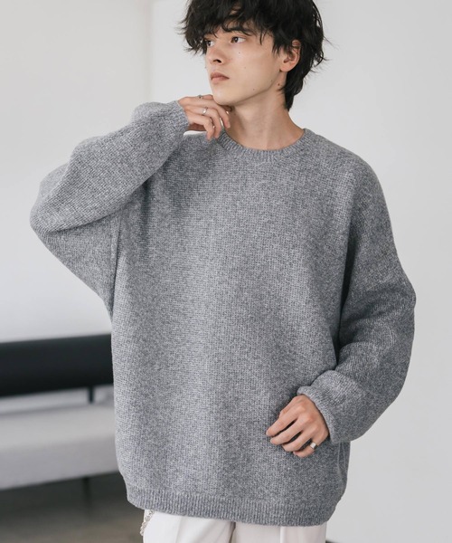 Rocky Monroe(ロッキーモンロー)の「オーバーサイズミラノリブドルマンニットセーター(ニット/セーター・メンズ・ブルー/オフホワイト/サックスブルー/ワイン/ライトグレー/ブラック/ブラック系/ネイビー/ピンク/ブラック系1・M/L/XL)」の5枚目の写真