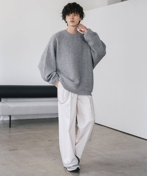 Rocky Monroe(ロッキーモンロー)の「オーバーサイズミラノリブドルマンニットセーター(ニット/セーター・メンズ・ブルー/オフホワイト/サックスブルー/ワイン/ライトグレー/ブラック/ブラック系/ネイビー/ピンク/ブラック系1・M/L/XL)」の18枚目の写真