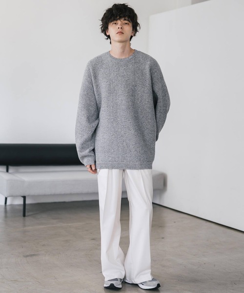 Rocky Monroe(ロッキーモンロー)の「オーバーサイズミラノリブドルマンニットセーター(ニット/セーター・メンズ・ブルー/オフホワイト/サックスブルー/ワイン/ライトグレー/ブラック/ブラック系/ネイビー/ピンク/ブラック系1・M/L/XL)」の20枚目の写真