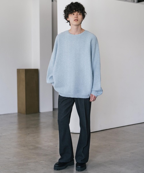 Rocky Monroe(ロッキーモンロー)の「オーバーサイズミラノリブドルマンニットセーター(ニット/セーター・メンズ・ブルー/オフホワイト/サックスブルー/ワイン/ライトグレー/ブラック/ブラック系/ネイビー/ピンク/ブラック系1・M/L/XL)」の14枚目の写真