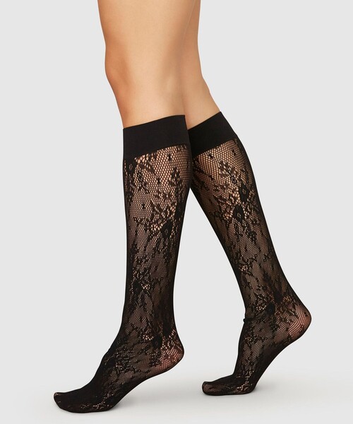 SWEDISH STOCKING(スウェディッシュストッキングス)の「<SWEDISH STOCKINGS>Rosa レース ハイソックス< Select by EMMEL REFINES >(ソックス/靴下・レディース・オフホワイト/ブラック・FREE)」の3枚目の写真