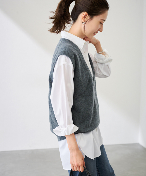 FRAMeWORK（フレームワーク）の「コットンロングシャツ（シャツ/ブラウス・レディース・ホワイト/サックスブルー/ブルー・FREE）」の8枚目の写真