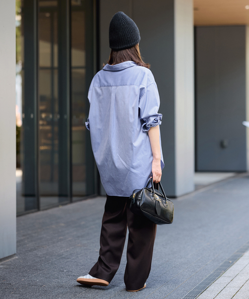 FRAMeWORK(フレームワーク)の「コットンロングシャツ(シャツ/ブラウス・レディース・ホワイト/サックスブルー/ブルー・FREE)」の8枚目の写真