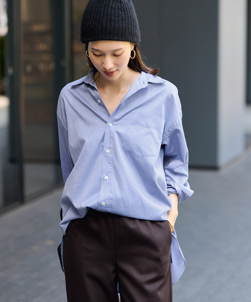 FRAMeWORK(フレームワーク)の「コットンロングシャツ(シャツ/ブラウス・レディース・ホワイト/サックスブルー/ブルー・FREE)」の10枚目の写真