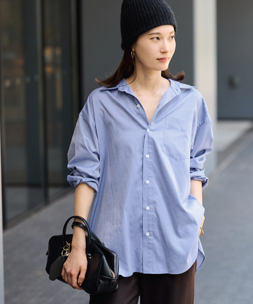 FRAMeWORK(フレームワーク)の「コットンロングシャツ(シャツ/ブラウス・レディース・ホワイト/サックスブルー/ブルー・FREE)」の11枚目の写真