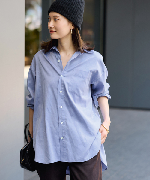 FRAMeWORK(フレームワーク)の「コットンロングシャツ(シャツ/ブラウス・レディース・ホワイト/サックスブルー/ブルー・FREE)」の12枚目の写真