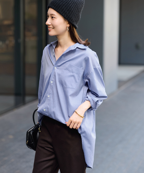 FRAMeWORK(フレームワーク)の「コットンロングシャツ(シャツ/ブラウス・レディース・ホワイト/サックスブルー/ブルー・FREE)」の13枚目の写真