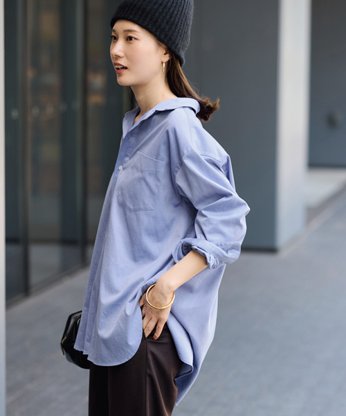 FRAMeWORK(フレームワーク)の「コットンロングシャツ(シャツ/ブラウス・レディース・ホワイト/サックスブルー/ブルー・FREE)」の14枚目の写真