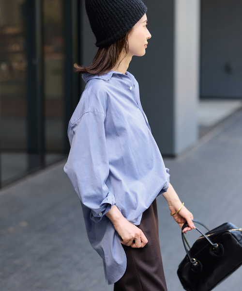 FRAMeWORK(フレームワーク)の「コットンロングシャツ(シャツ/ブラウス・レディース・ホワイト/サックスブルー/ブルー・FREE)」の15枚目の写真