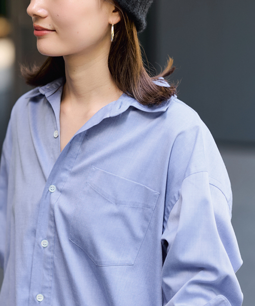 FRAMeWORK(フレームワーク)の「コットンロングシャツ(シャツ/ブラウス・レディース・ホワイト/サックスブルー/ブルー・FREE)」の17枚目の写真