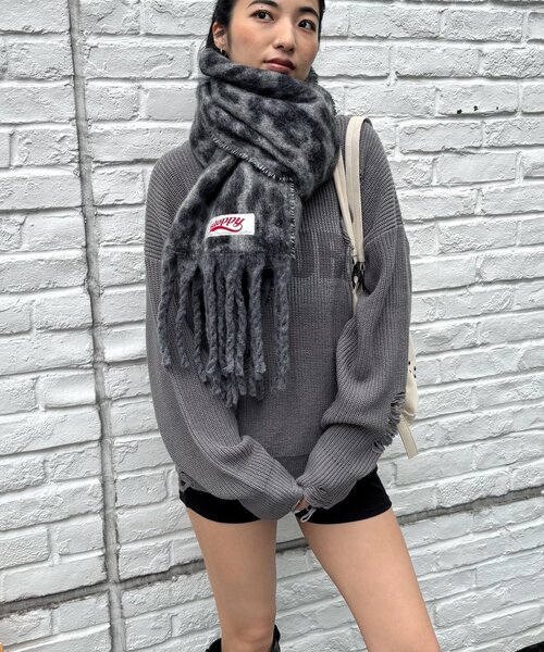 ✴︎NKNIT✴︎ヒョウ柄マフラー セール】SLOPPY LEOPARD MUFFLER/ヒョウ柄マフラー（マフラー）｜WHO'S