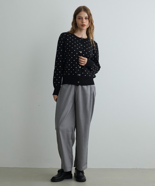 Mirette(ミレット)の「ドットジャカードカーディガン / Dot Jacquard Cardigan(カーディガン/ボレロ・レディース・グレー/ブラック・FREE)」の10枚目の写真