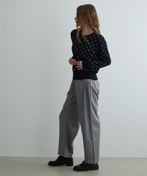 Mirette(ミレット)の「ドットジャカードカーディガン / Dot Jacquard Cardigan(カーディガン/ボレロ・レディース・グレー/ブラック・FREE)」の13枚目の写真