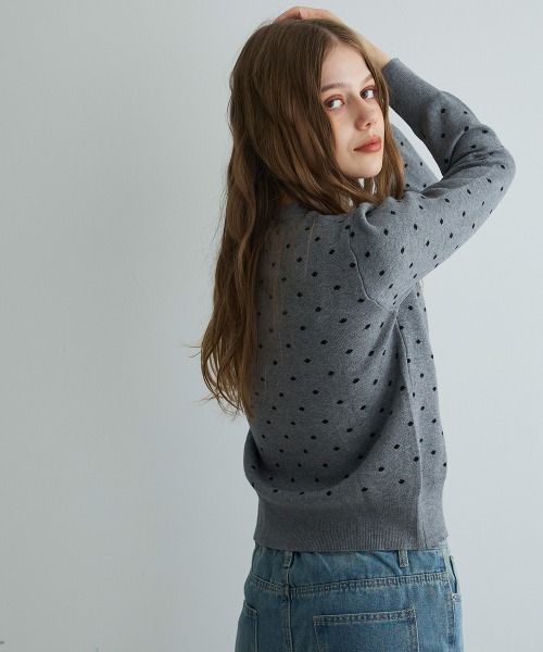 Mirette(ミレット)の「ドットジャカードカーディガン / Dot Jacquard Cardigan(カーディガン/ボレロ・レディース・グレー/ブラック・FREE)」の21枚目の写真