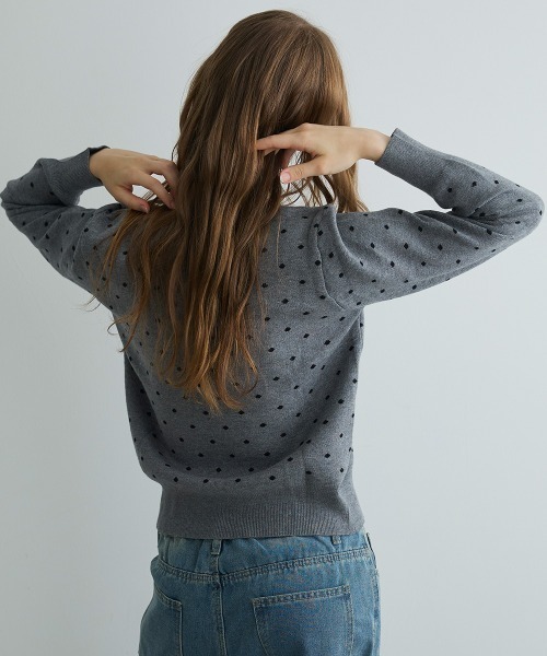 Mirette(ミレット)の「ドットジャカードカーディガン / Dot Jacquard Cardigan(カーディガン/ボレロ・レディース・グレー/ブラック・FREE)」の22枚目の写真
