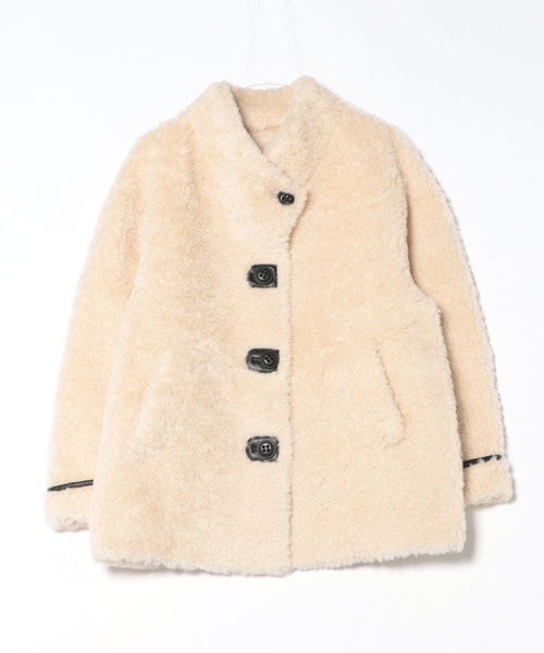 wool boa stand collar middle coat /ウールボアスタンドカラーミドル