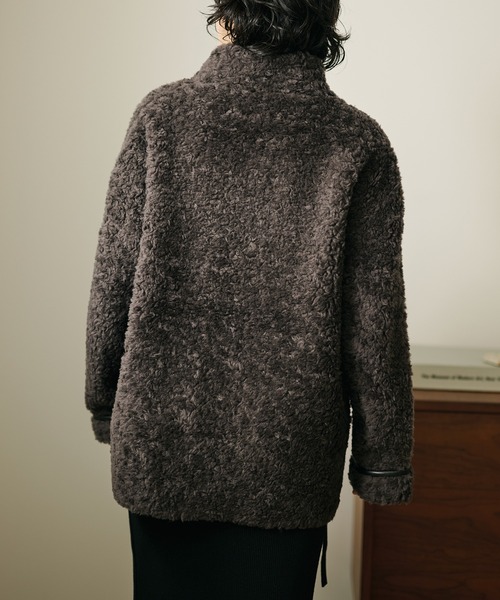 LAULEN(ローレン)の「wool boa stand collar middle coat /ウールボアスタンドカラーミドルコート(その他アウター・レディース・ダークグレー/ベージュ・FREE)」の5枚目の写真