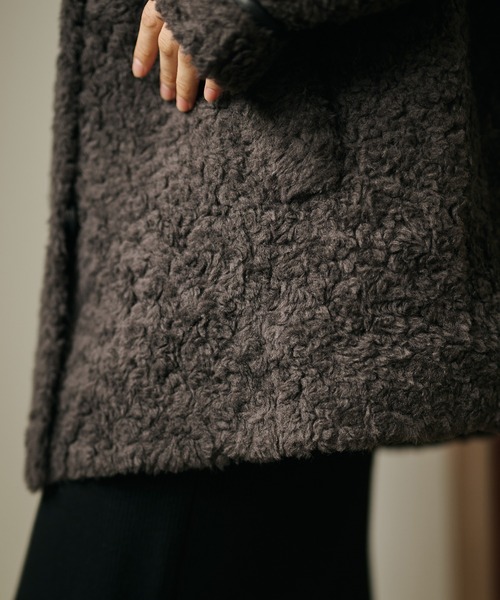 LAULEN(ローレン)の「wool boa stand collar middle coat /ウールボアスタンドカラーミドルコート(その他アウター・レディース・ダークグレー/ベージュ・FREE)」の18枚目の写真