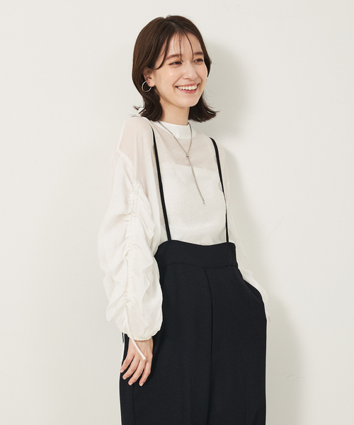 abahouse mavie(アバハウスマヴィ)の「フリルギャザーシアーブラウス(シャツ/ブラウス・レディース・クリーム/グレイッシュブルー/ブラック/ホワイト・フリー)」の18枚目の写真