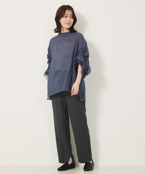 abahouse mavie(アバハウスマヴィ)の「フリルギャザーシアーブラウス(シャツ/ブラウス・レディース・クリーム/グレイッシュブルー/ブラック/ホワイト・フリー)」の19枚目の写真