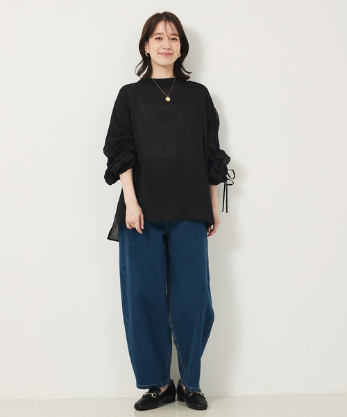 abahouse mavie(アバハウスマヴィ)の「フリルギャザーシアーブラウス(シャツ/ブラウス・レディース・クリーム/グレイッシュブルー/ブラック/ホワイト・フリー)」の17枚目の写真