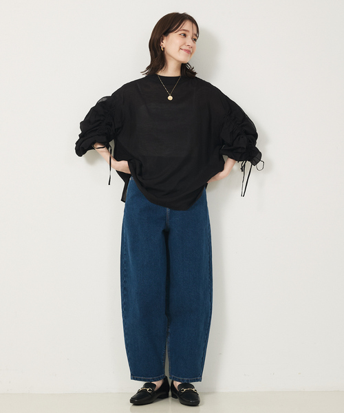 abahouse mavie(アバハウスマヴィ)の「フリルギャザーシアーブラウス(シャツ/ブラウス・レディース・クリーム/グレイッシュブルー/ブラック/ホワイト・フリー)」の7枚目の写真