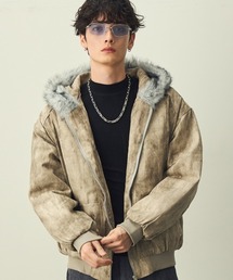 Shoowtime（ショウタイム）の「Vintage eco-fur hoodie puffer / エコファーヴィンテージフーディパファー（ブルゾン・メンズ）」