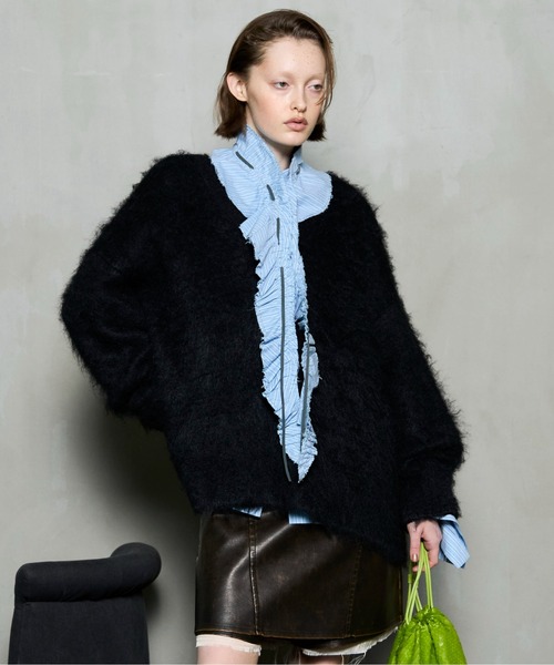 Long Shaggy V-neck Knit / ロングシャギーVネックニット（ニット